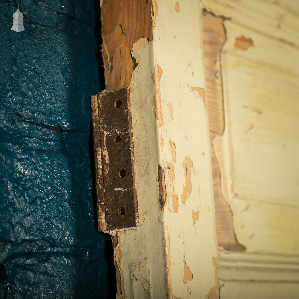 photo vintage Pine Panelled Door, Raised Fielded Panels One Side, Stop Chamfer Detailing Other Side
