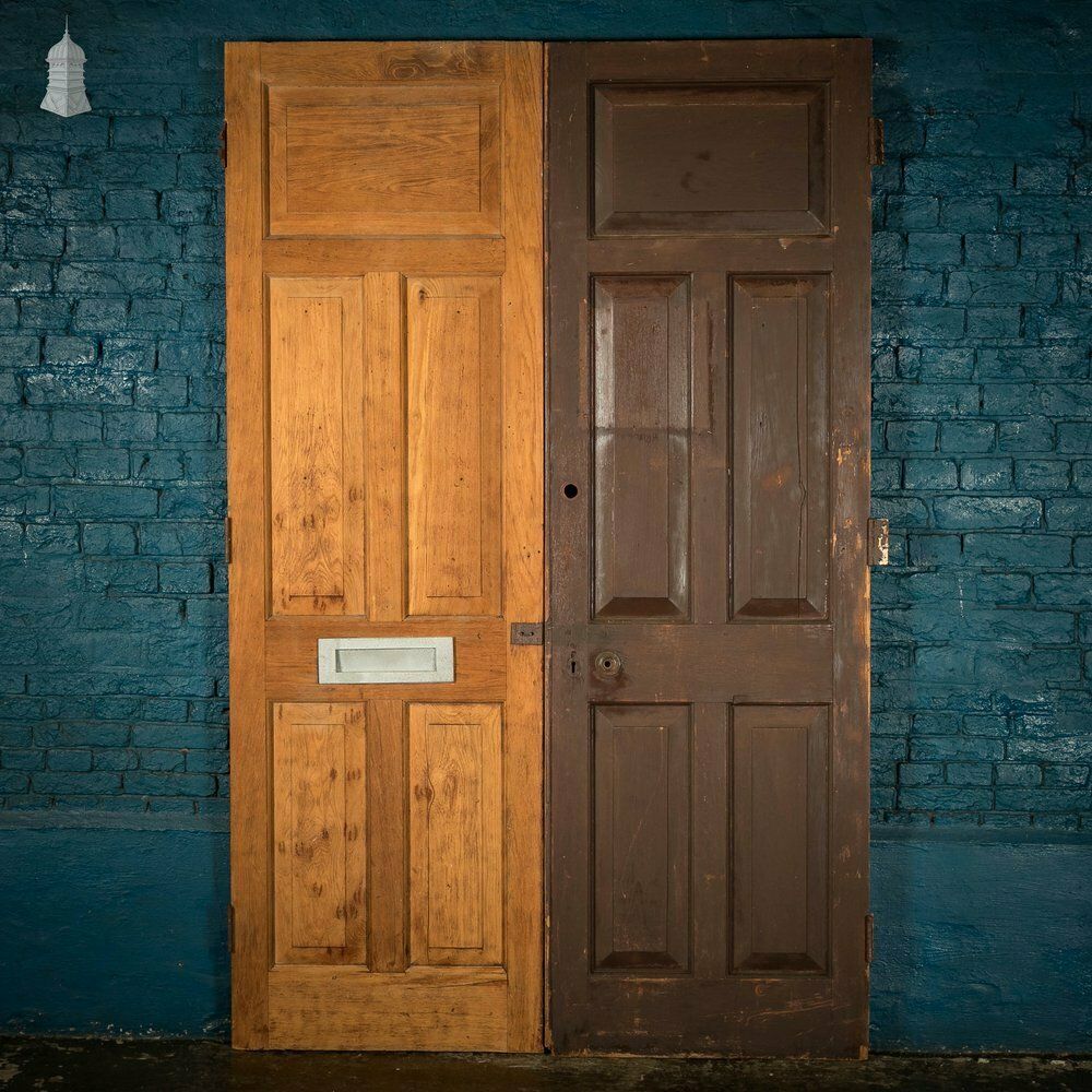 Double Doors, Teak, Raised Fielded Panels One Side, Stop Chamfer Detailing Other Side. photo for sale