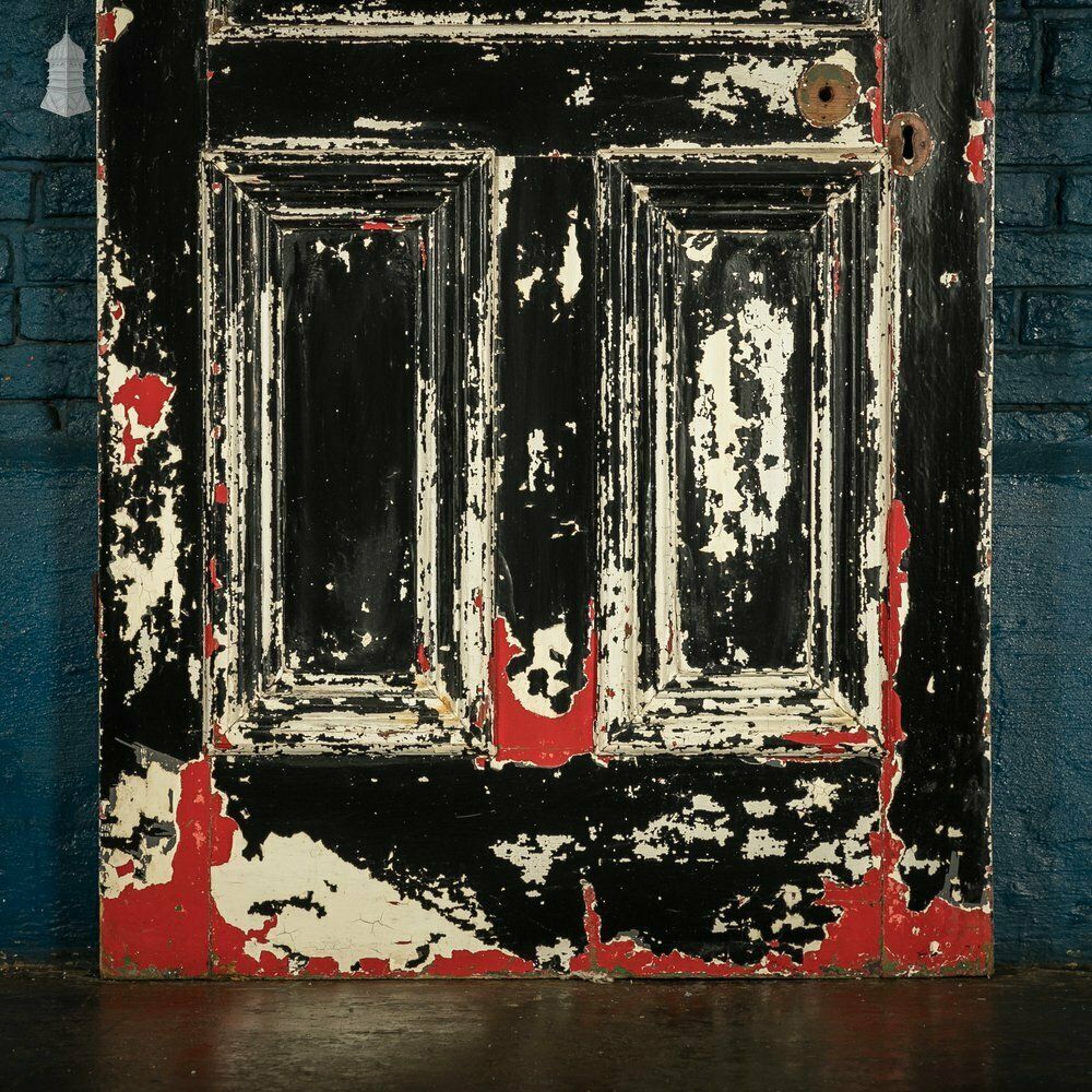 Pine Panelled Door, 5 Raised Panel Mouldings, Panel Distressed Paint Finish photo vinterior