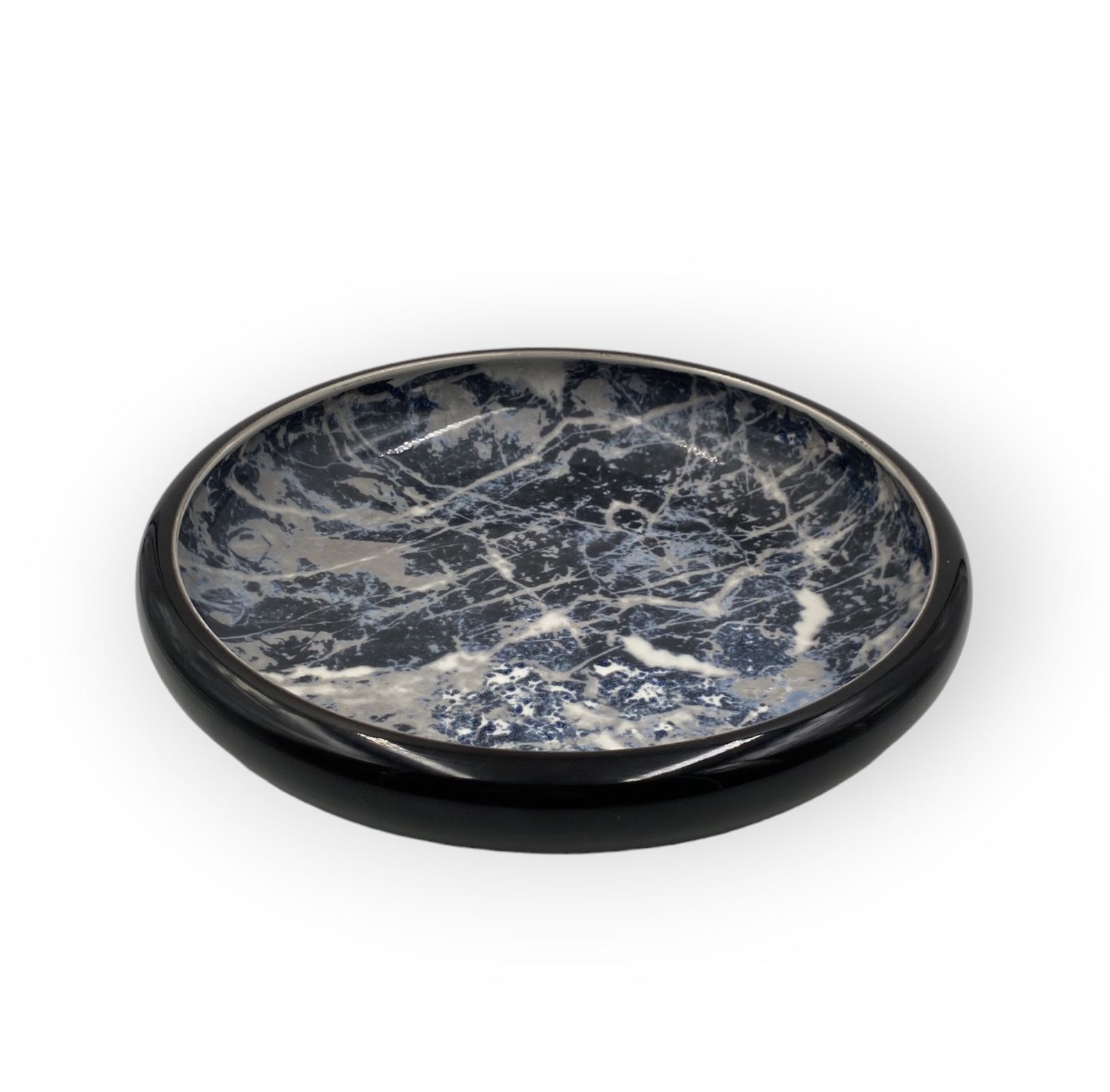 Alvino Bagni, Black Marbled Ceramic Centerpiece / Vide Poche, Ca. 1970 photo vinterior