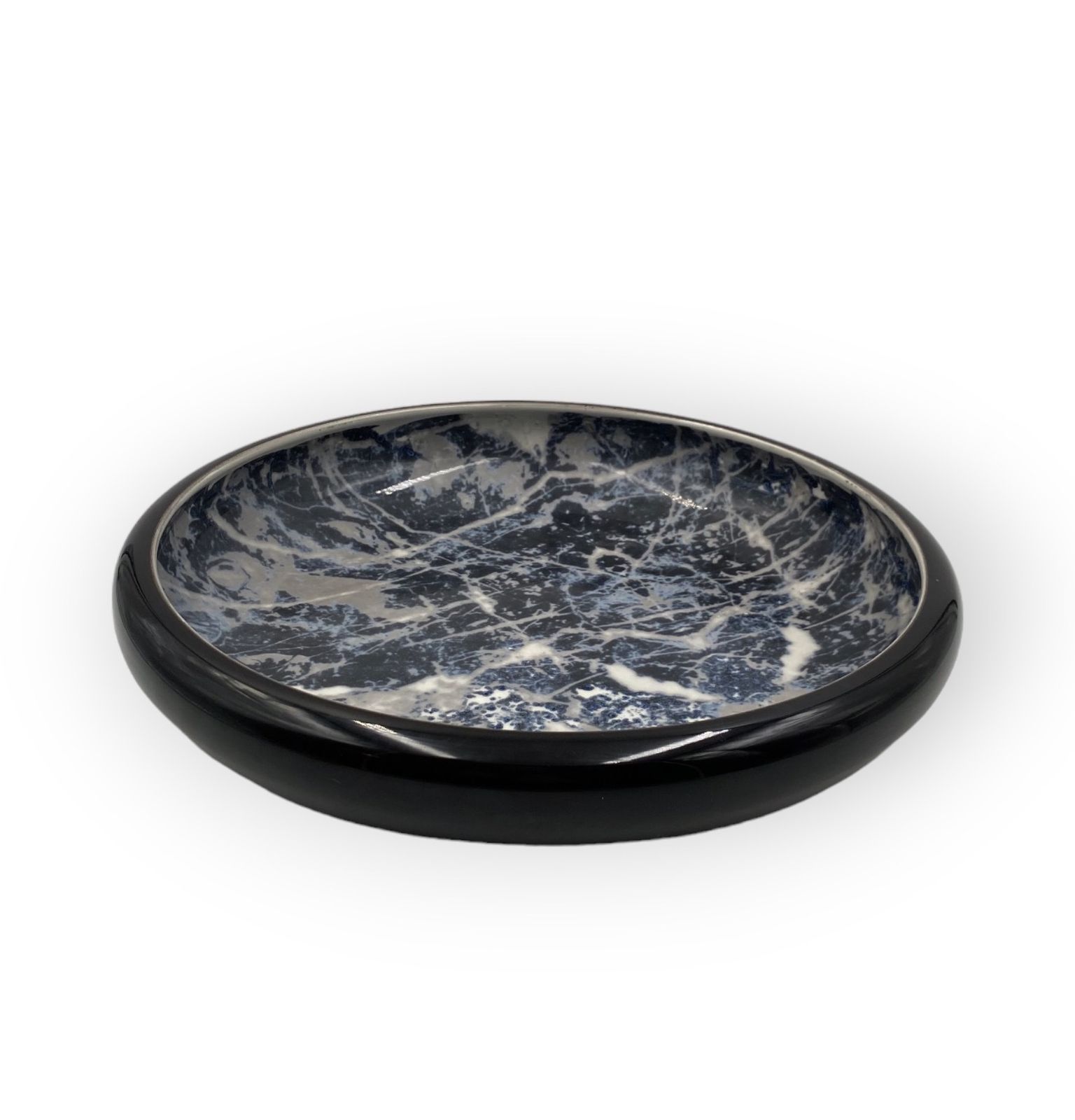 Alvino Bagni, Black Marbled Ceramic Centerpiece / Vide Poche, Ca. 1970