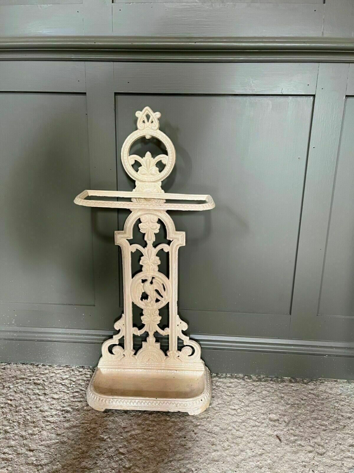 Victorian Stick Stand Cast Iron Umbrella Stand Painted Cream 1800’s photo buy