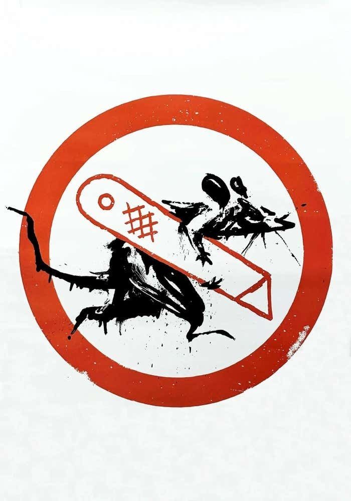Cut & Run Rat Stencil Poster By Banksy 2023
