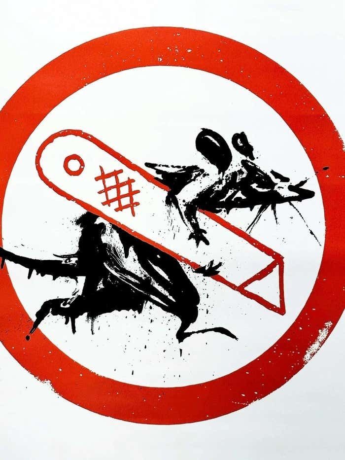 Cut & Run Rat Stencil Poster By Banksy 2023 photo for sale