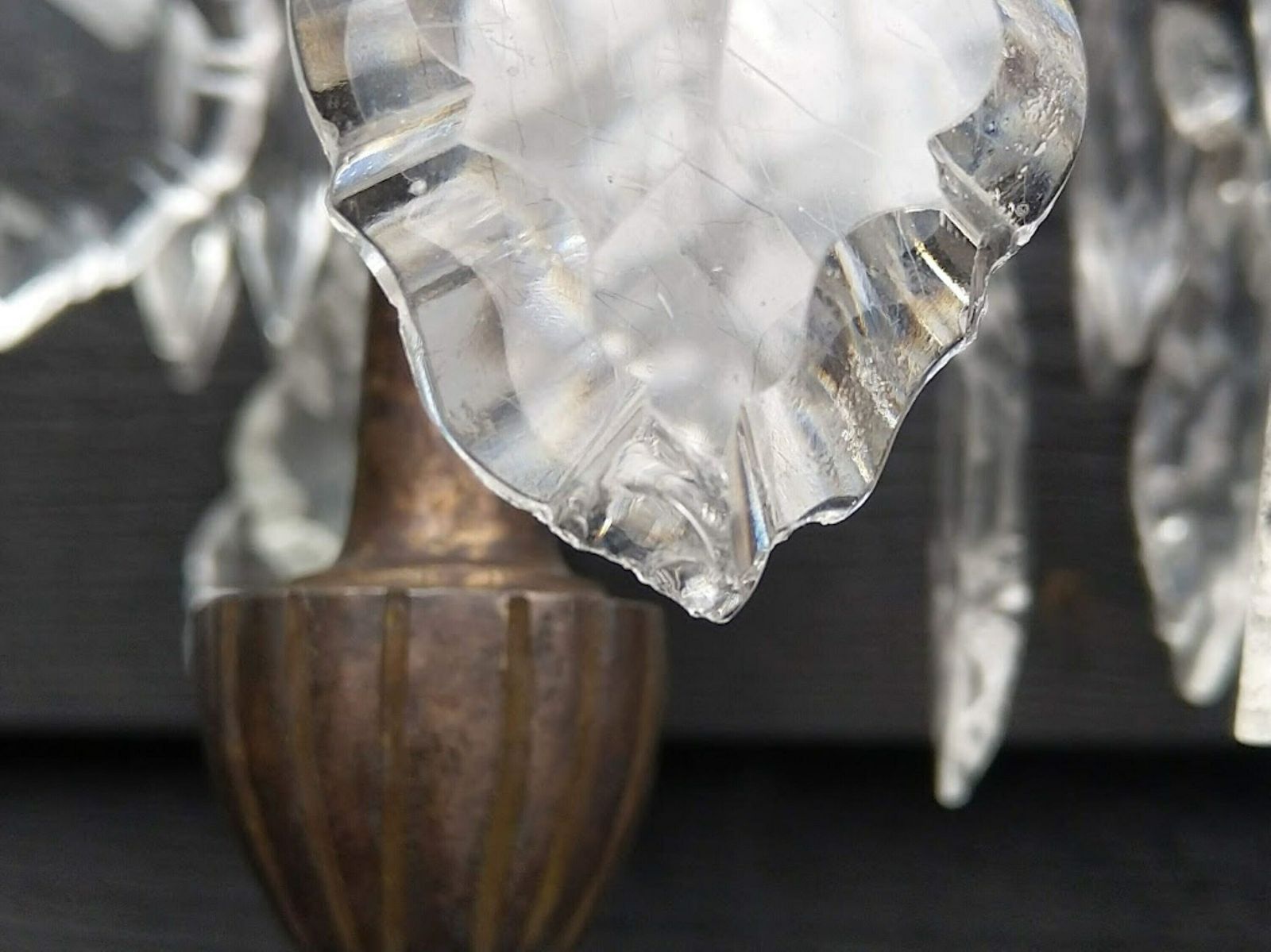 photo for sale Antique Pair Of Large French Girandole Electrified, Table Lamps With Crystals, 6 Bulbs, Switch And Plug