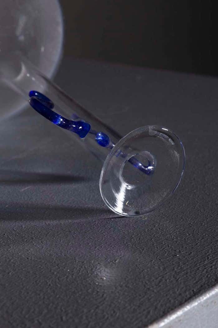 Antique Italian Murano Blown Glass Vase Blue photo vinterior