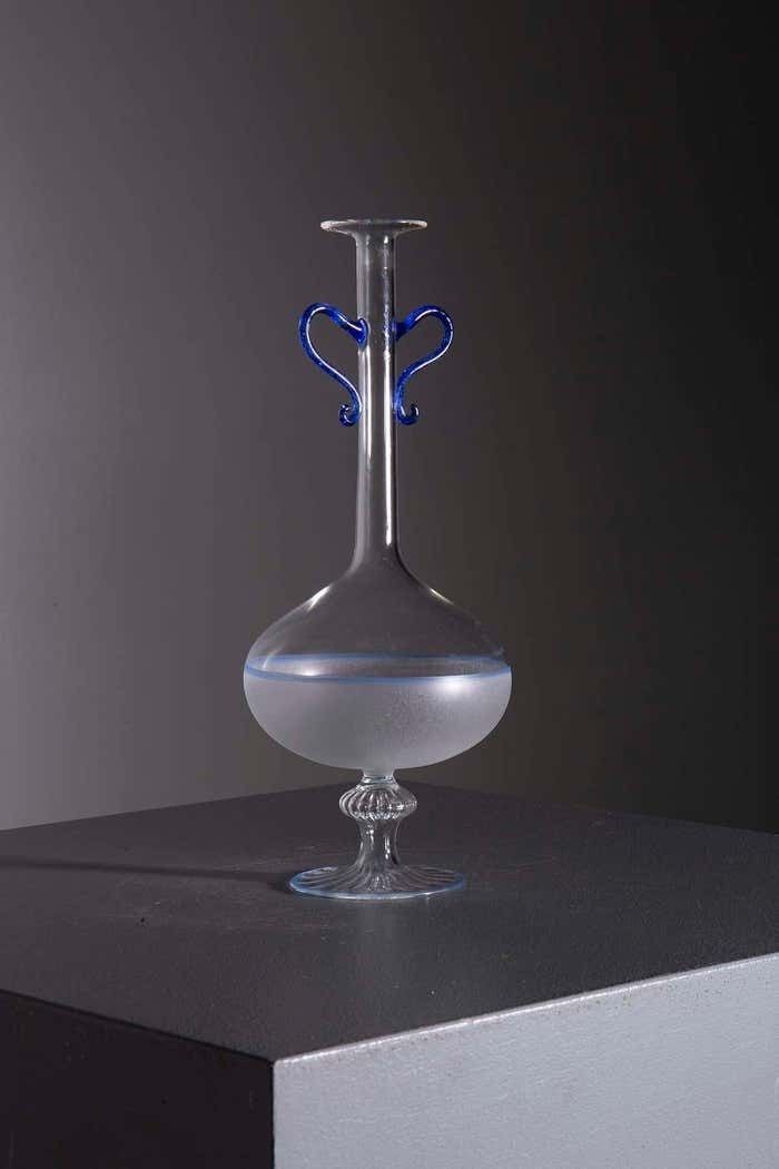 photo furniture Antique Italian Murano Blown Glass Vase Blue