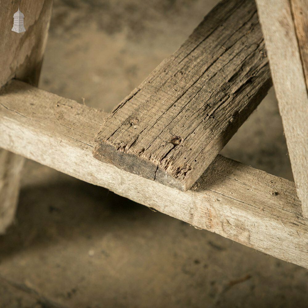 Vintage Wooden Trestles, Pair Of Rustic Workshop Trestles photo vinterior