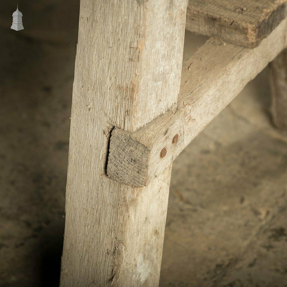 photo furniture Vintage Wooden Trestles, Pair Of Rustic Workshop Trestles