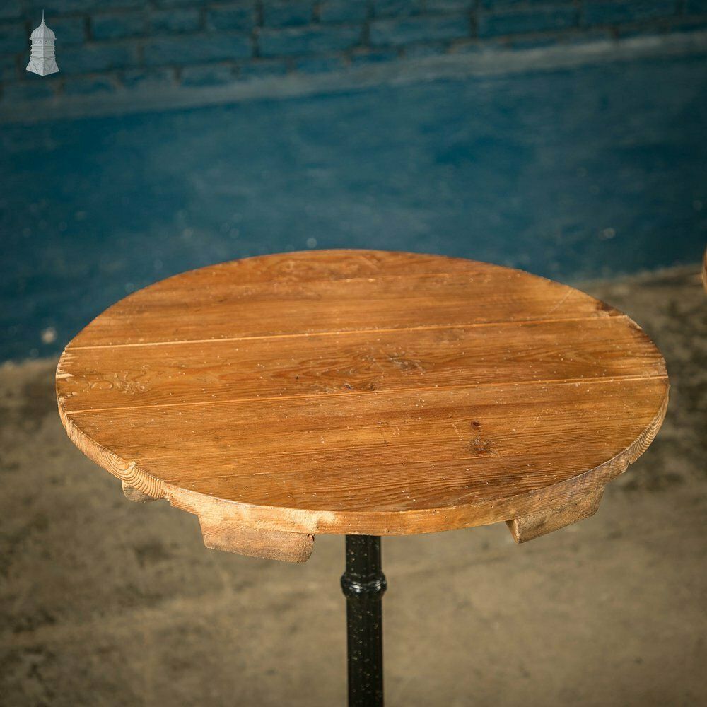 Round Bistro Tables, Reclaimed Pine Tops On Cast Alloy Bases, Pair photo 330.0