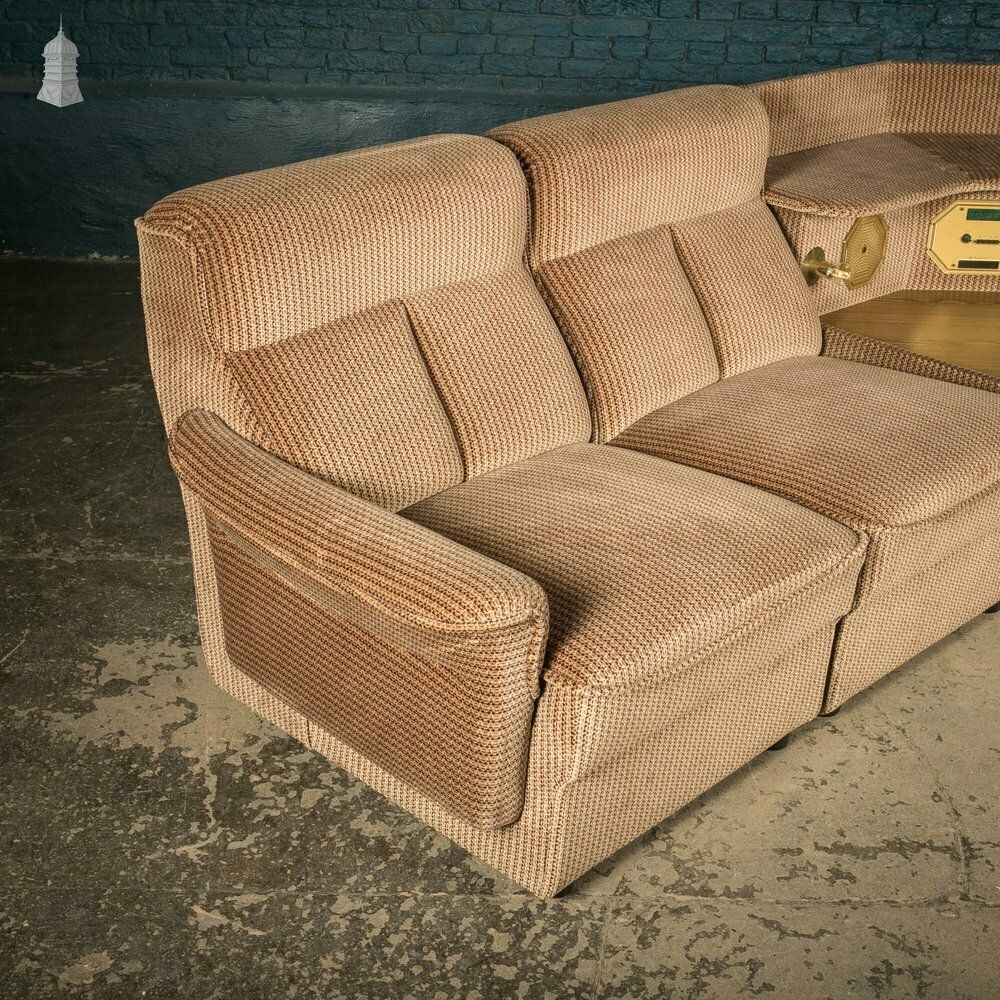 7800.0 Modular Corner Sofa, Rare 1980’s Corner Suite With Built In Hi Fi And Lamps photo