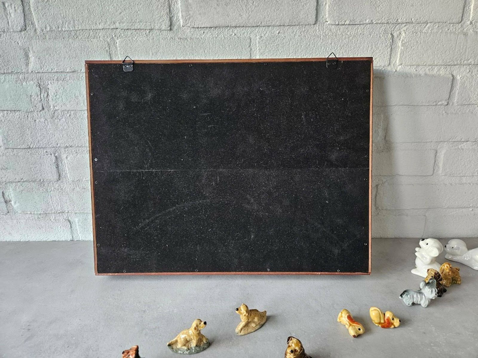 Wall Display Box Wood With Protective Beige Plush On The Back Wall, Miniatures Display Shelf, Miniatures Display Case, Collection Display photo vintage