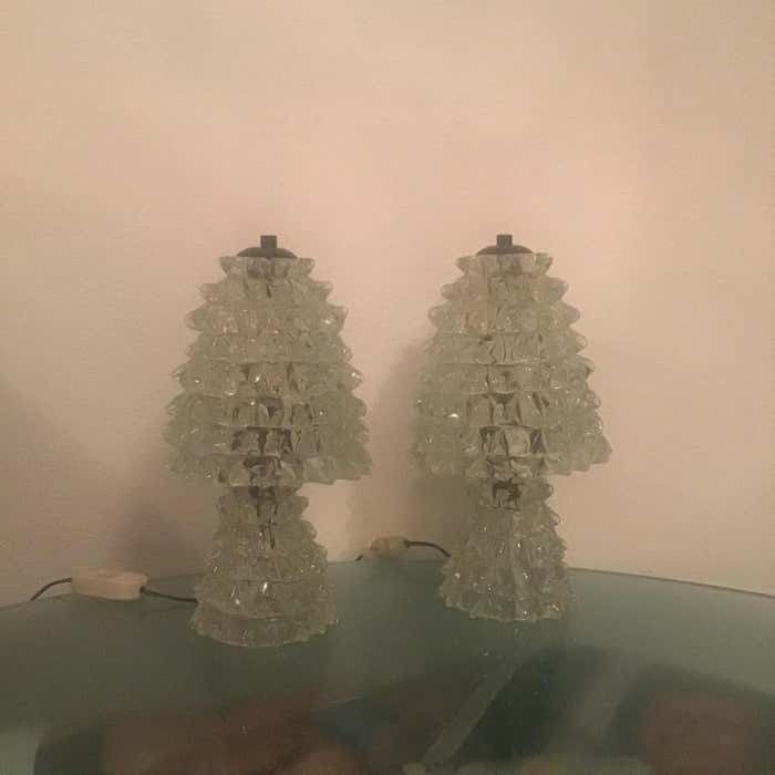 Barovier E Toso Pair Of "Rostrate" Table Lamps Murano Glass 1940 Italy photo furniture