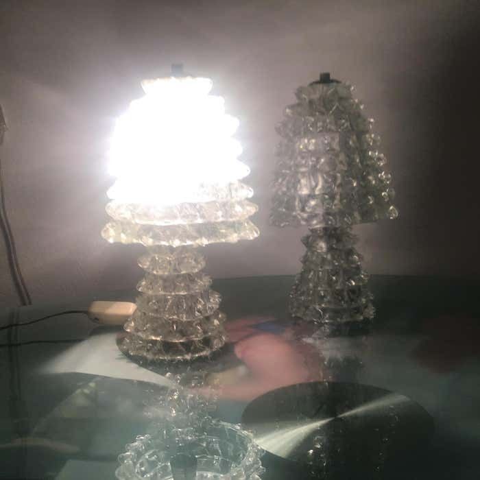 1555.0 Barovier E Toso Pair Of "Rostrate" Table Lamps Murano Glass 1940 Italy photo