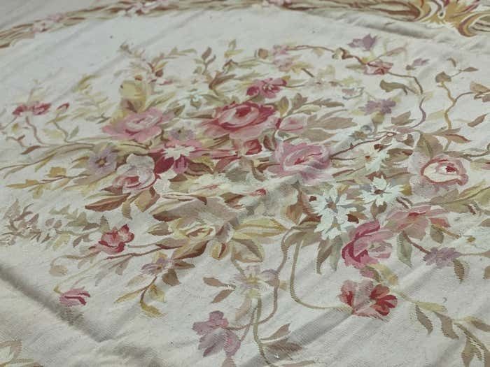 photo furniture Rococo Aubusson Rug Beige Pink Handwoven Carpet Wool Livingroom Rug Home Decor