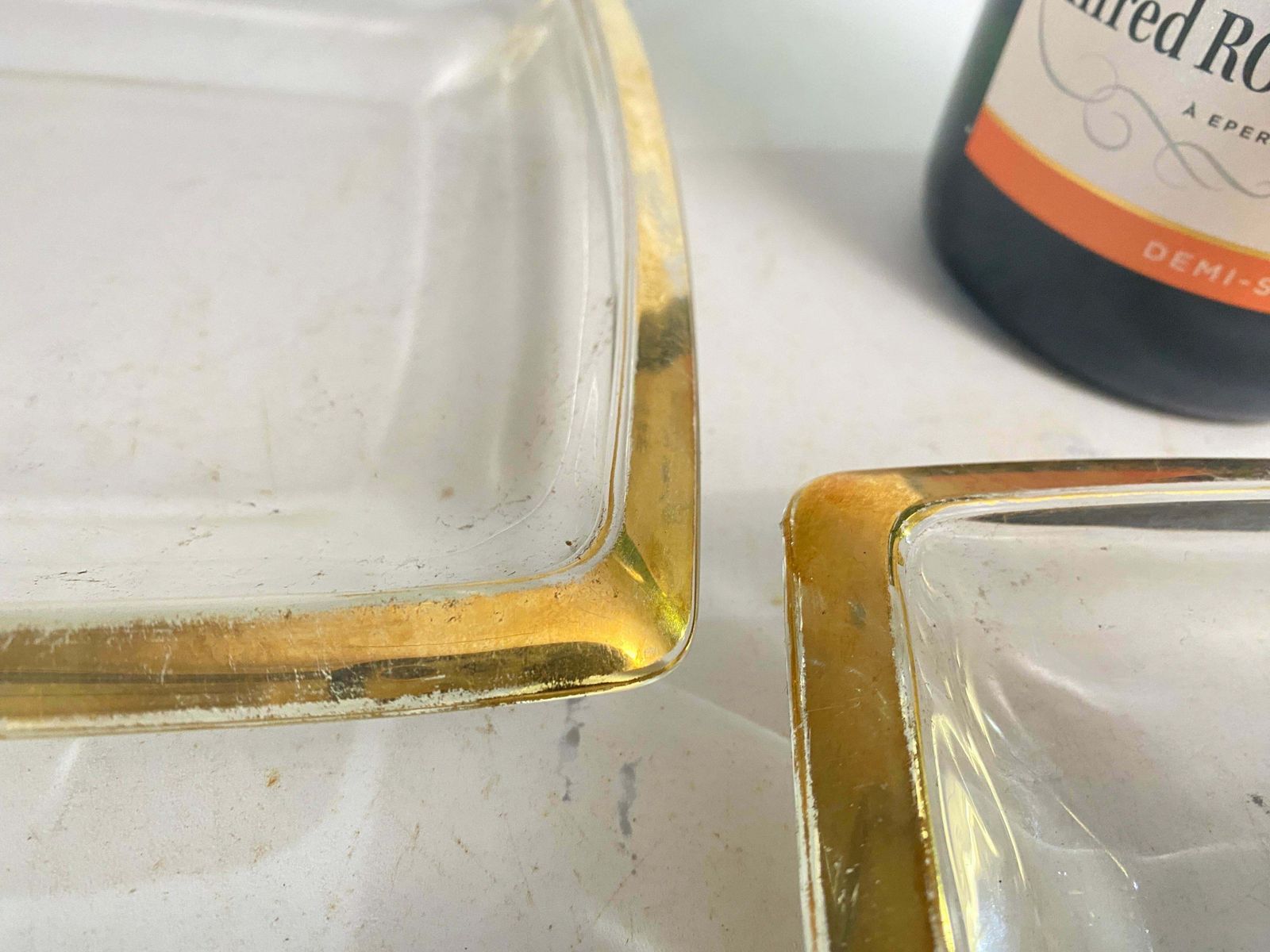 Vide Poche Or Ashtray In Art Glass France Golden Border Circa 1970 Set Of 2 photo furniture