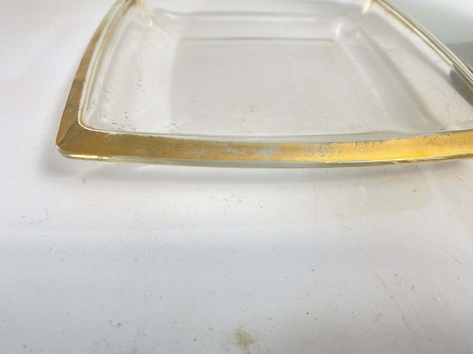 Vide Poche Or Ashtray In Art Glass France Golden Border Circa 1970 Set Of 2 photo for sale