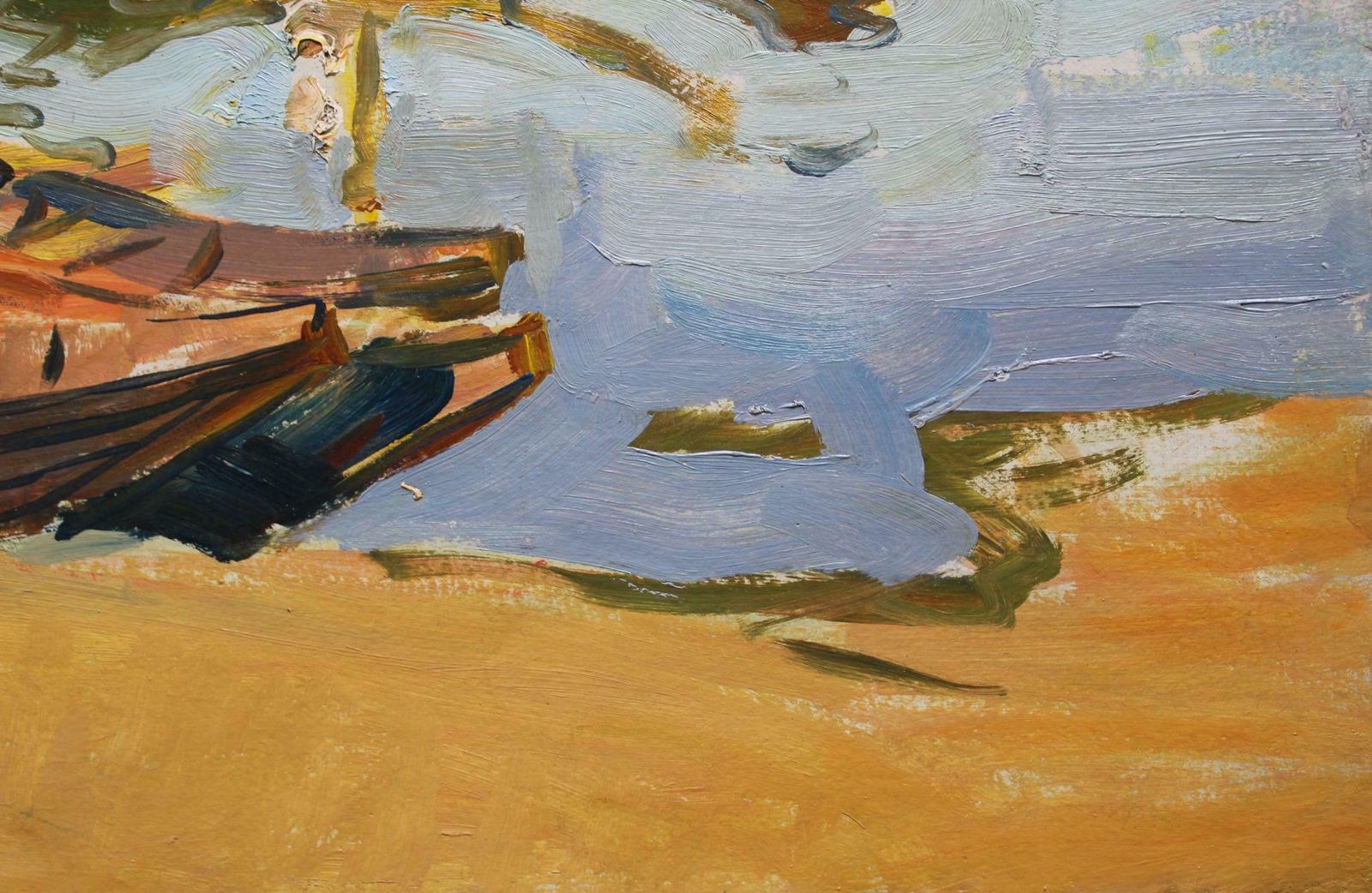 German Dontsov Boats. 1958. Cardboard, Oil,  1958 photo Art