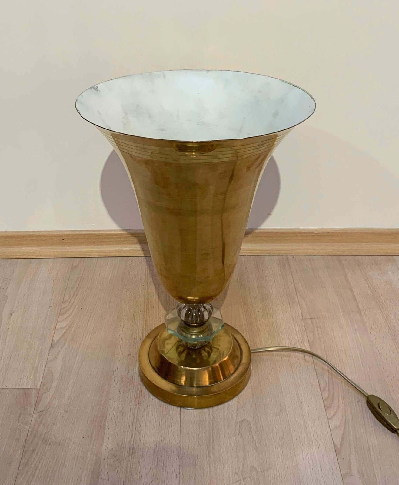 Art Deco Table Lamp, Brass And Glass, Paris, France, Circa 1930 photo furniture