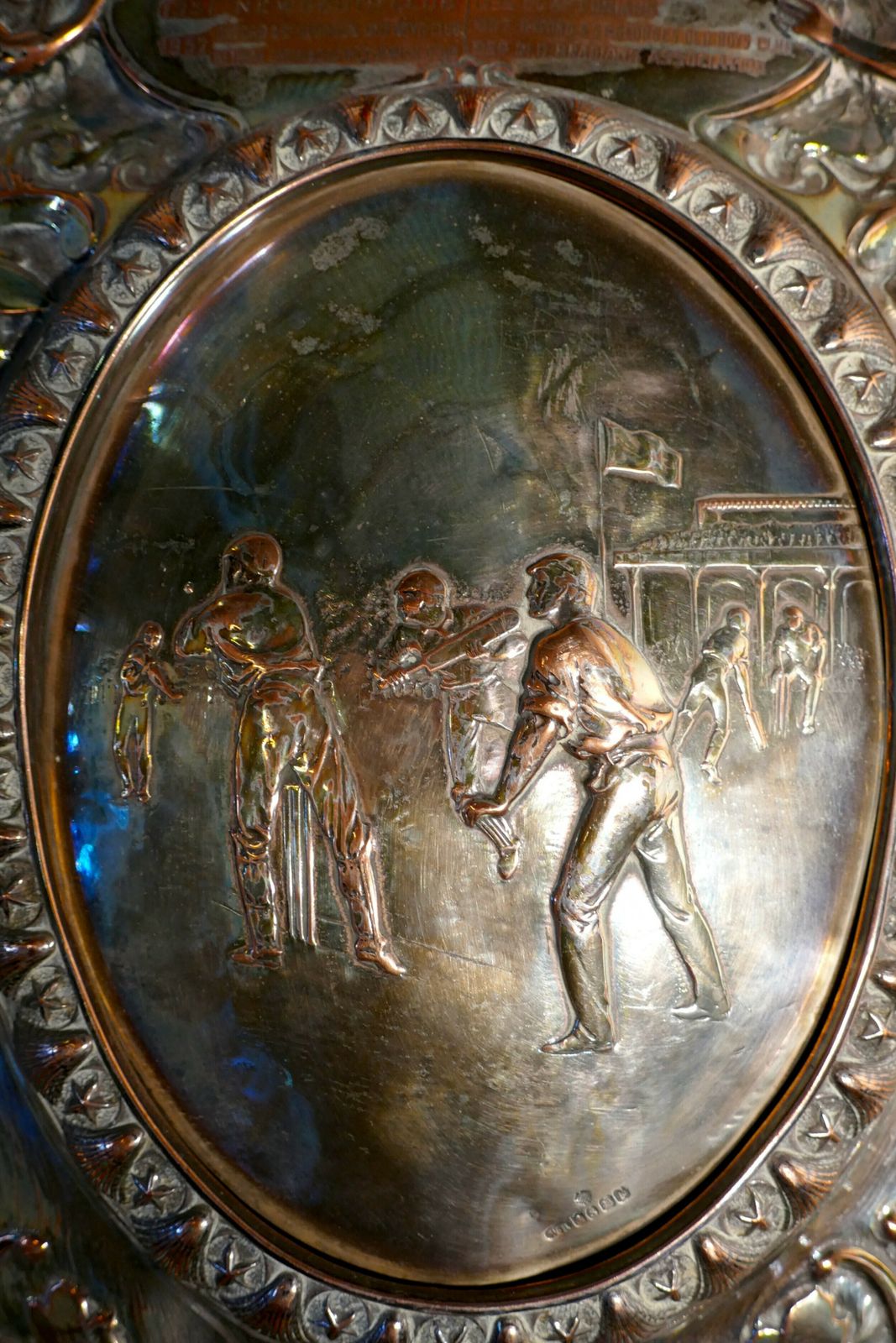 1901 Art Nouveau Sheffield Plate Cricket Trophy Shield, By Walker Hall And Sons photo vinterior