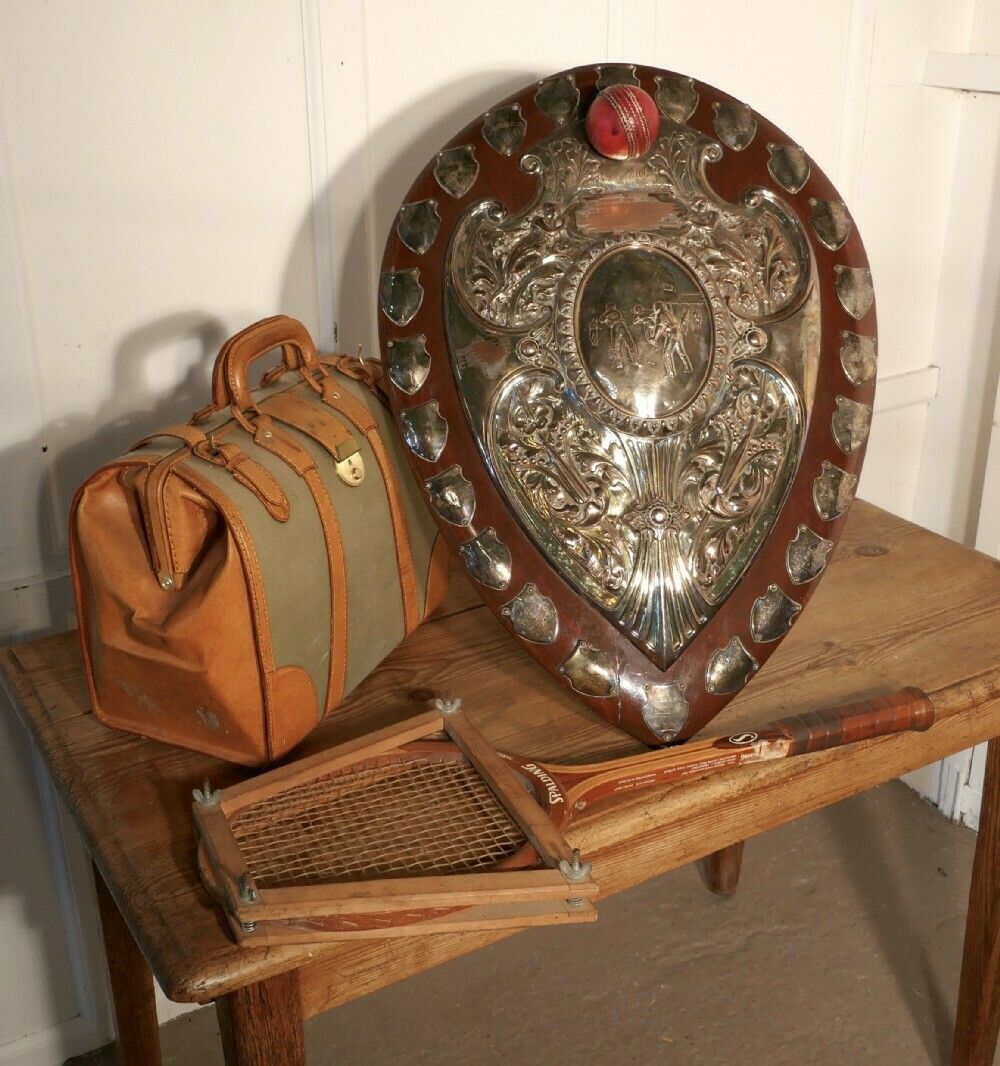 810.0 1901 Art Nouveau Sheffield Plate Cricket Trophy Shield, By Walker Hall And Sons photo