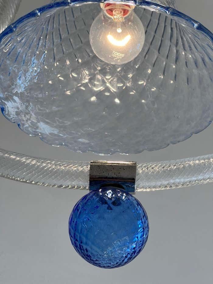 Charming Italian Lantern Chandelier By Barovier & Toso, Murano, 1950s photo Lighting