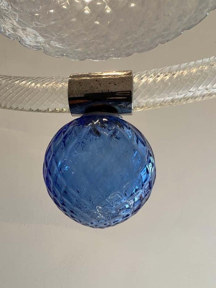 Charming Italian Lantern Chandelier By Barovier & Toso, Murano, 1950s photo vintage