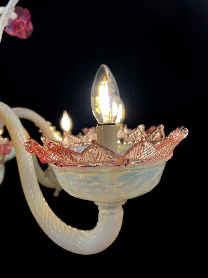 Majestic Light Blue And Pink Venetian Chandelier, Murano, 1950s photo Lighting