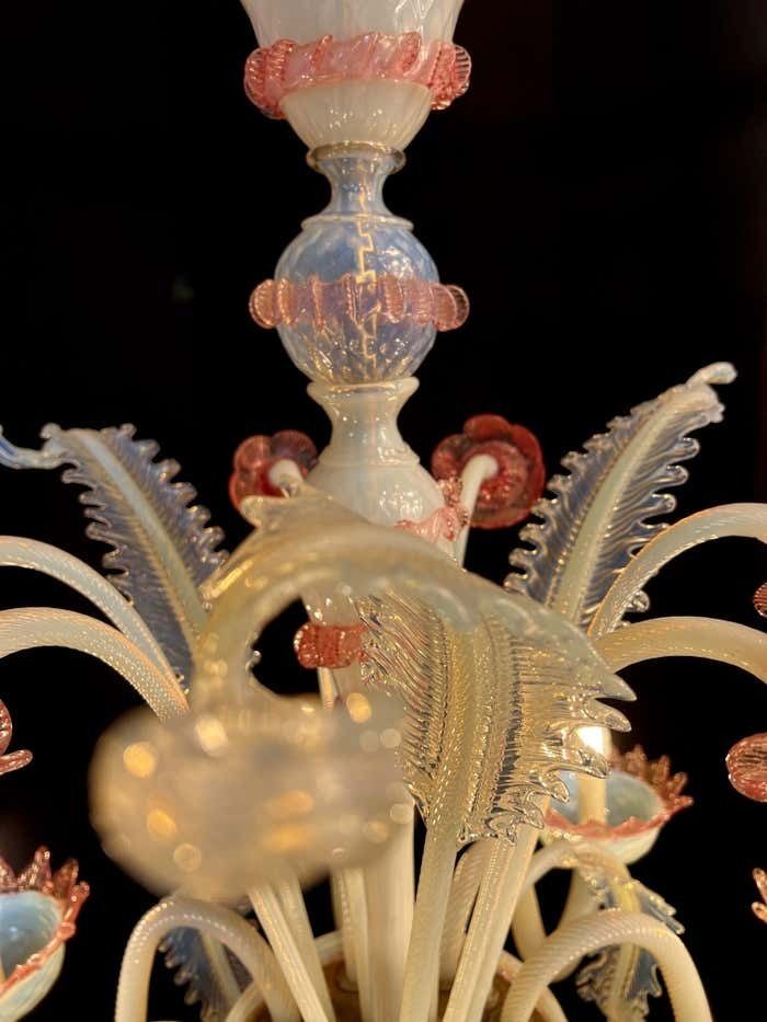 5503.0 Majestic Light Blue And Pink Venetian Chandelier, Murano, 1950s photo