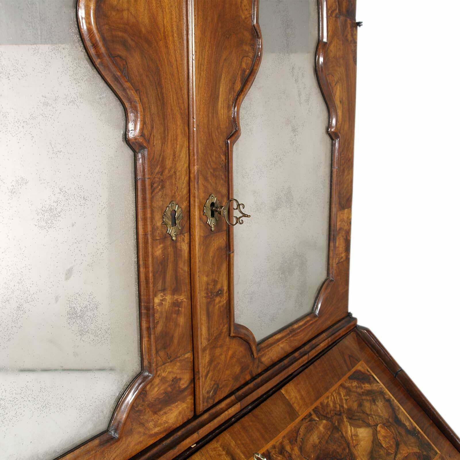 Original 18th Century Venetian Secretary Desk Bookcase Burled Walnut With Inlaid photo furniture