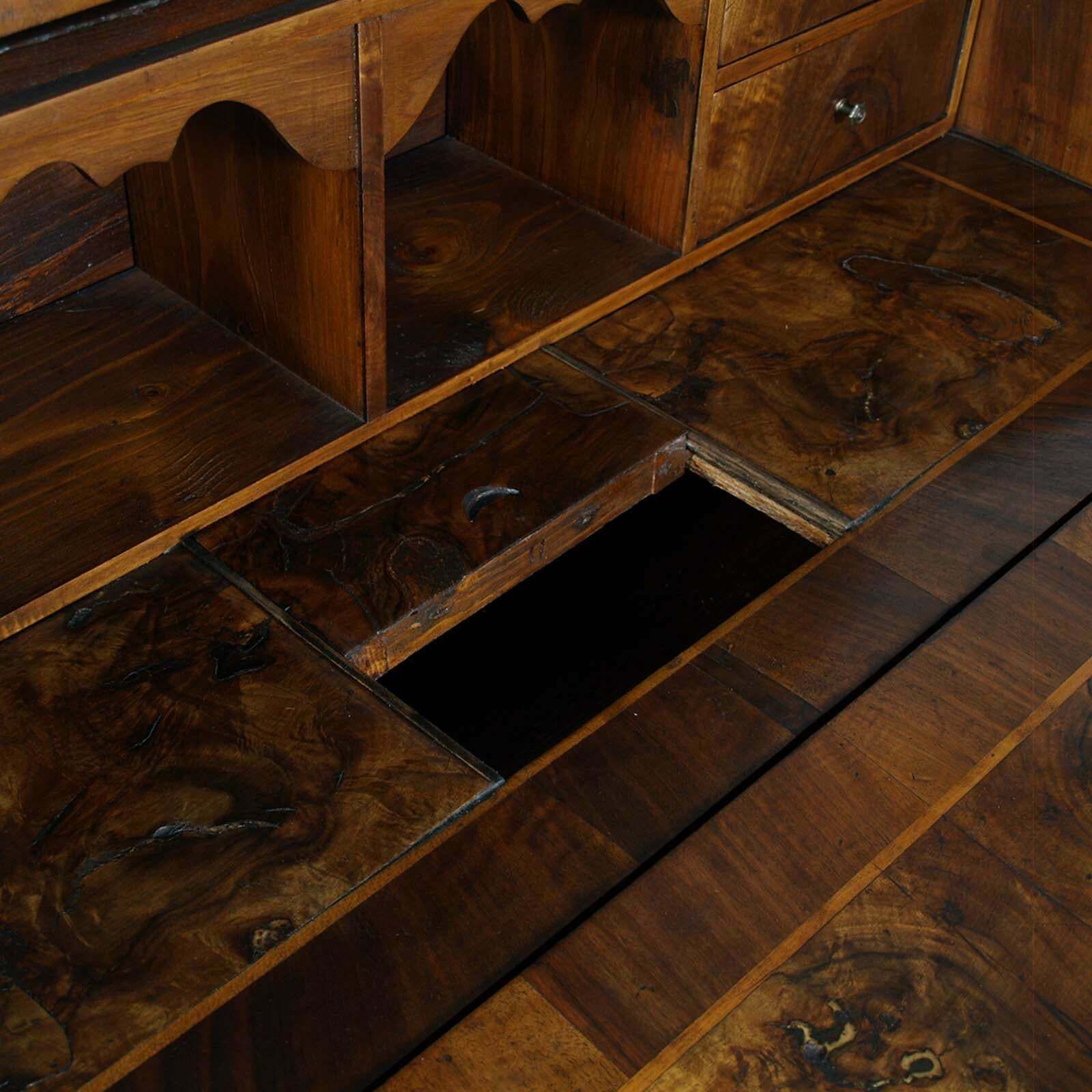 Original 18th Century Venetian Secretary Desk Bookcase Burled Walnut With Inlaid photo 30325.0
