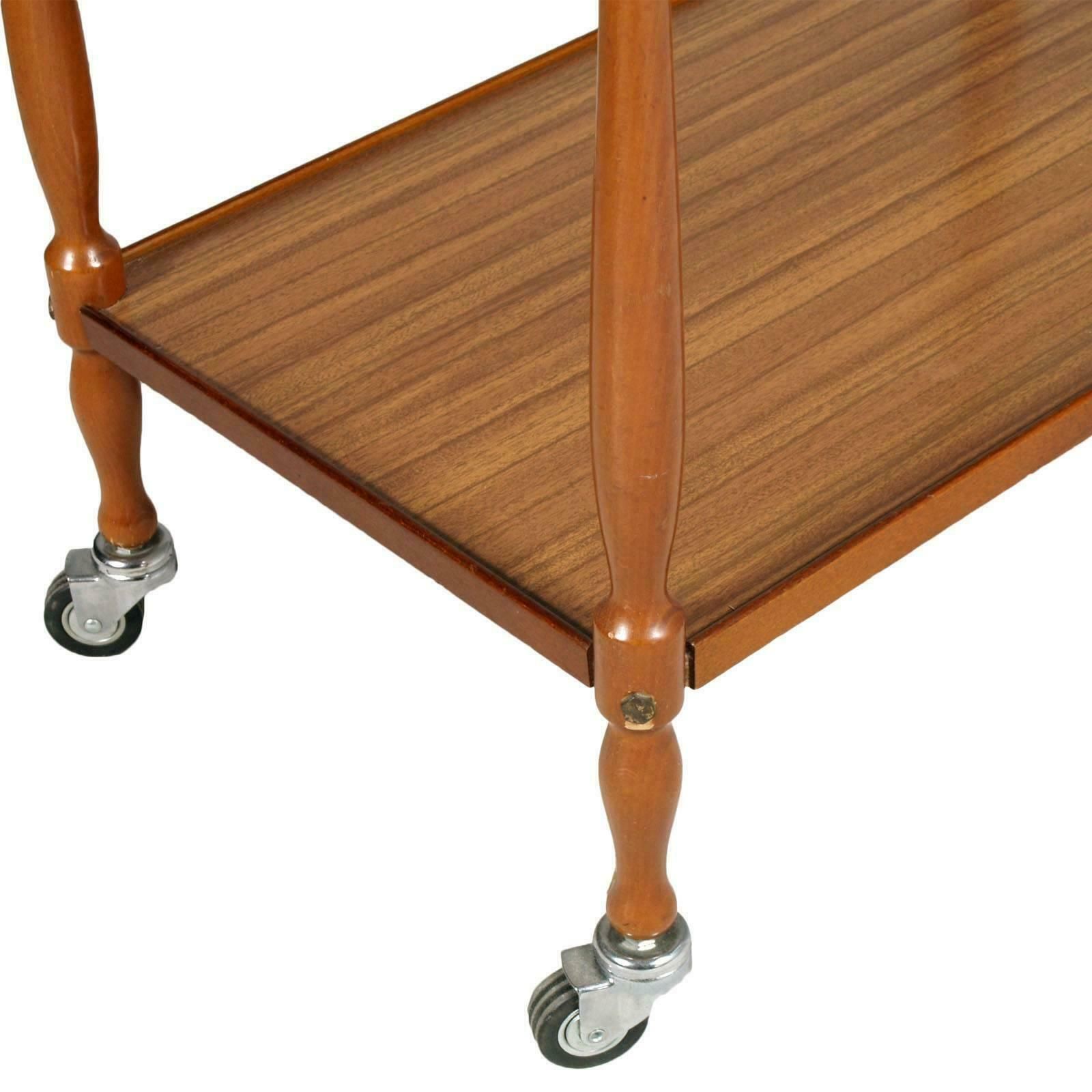 Italian Mid Century Modern Bar Cart In Wood Cherry And Top Formica. photo for sale
