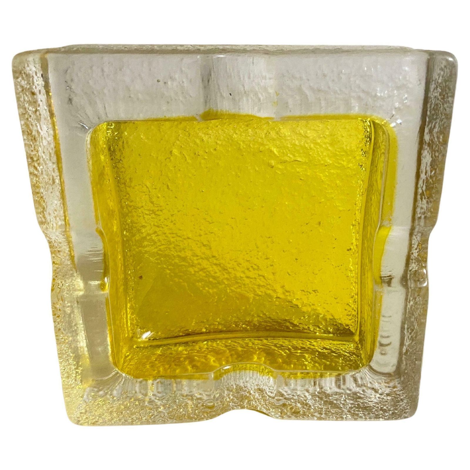 Ashtray In Glass With A Yellow Light Color Square Shape France, Circa 1970 photo furniture