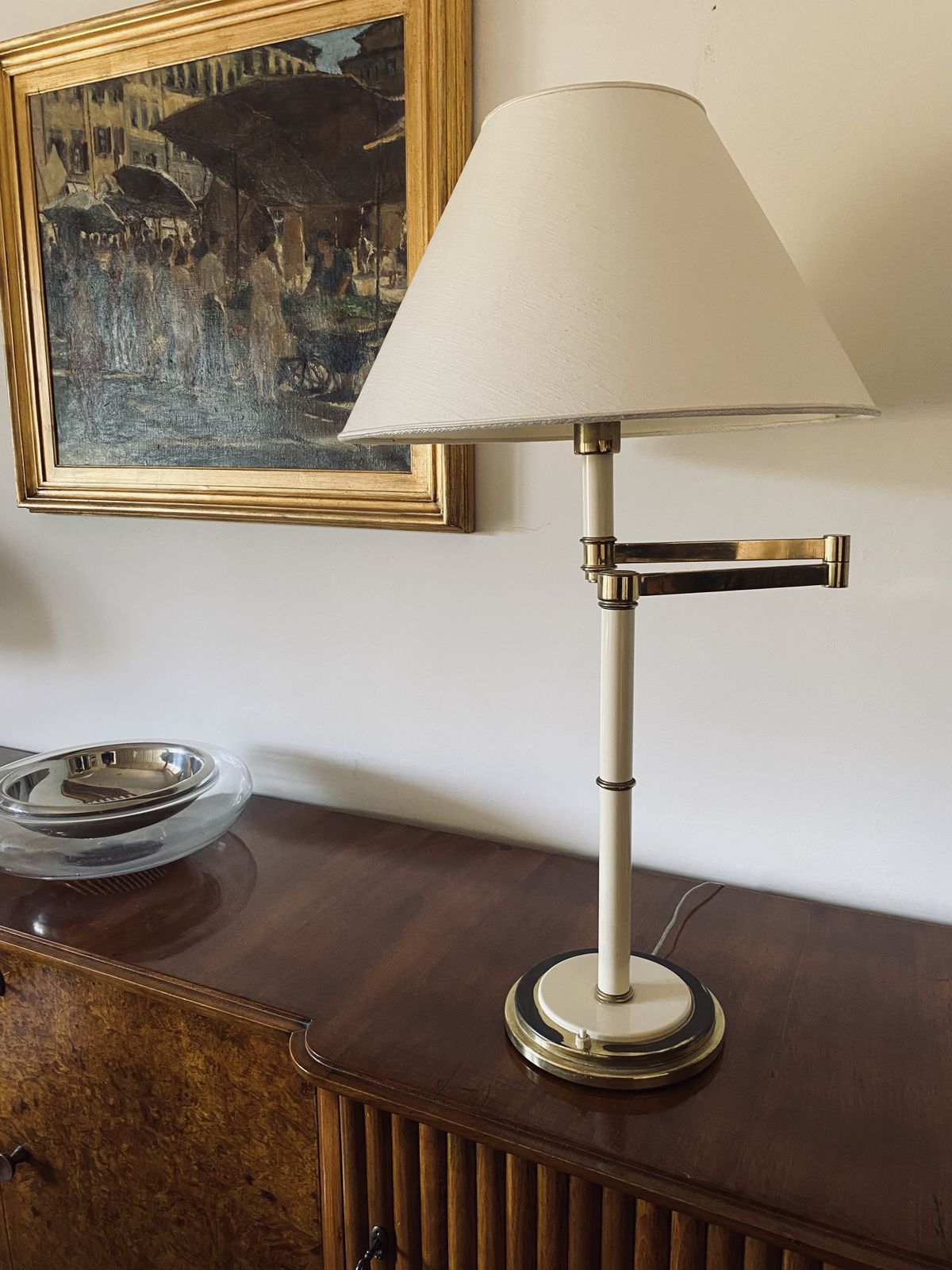 Hollywood Regency Brass Table Lamp, Tommaso Barbi Italy 1970 photo vinterior