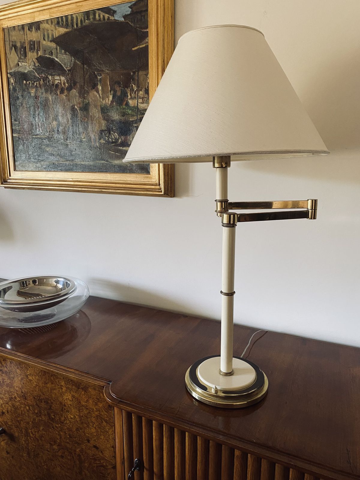 Hollywood Regency Brass Table Lamp, Tommaso Barbi Italy 1970 photo buy