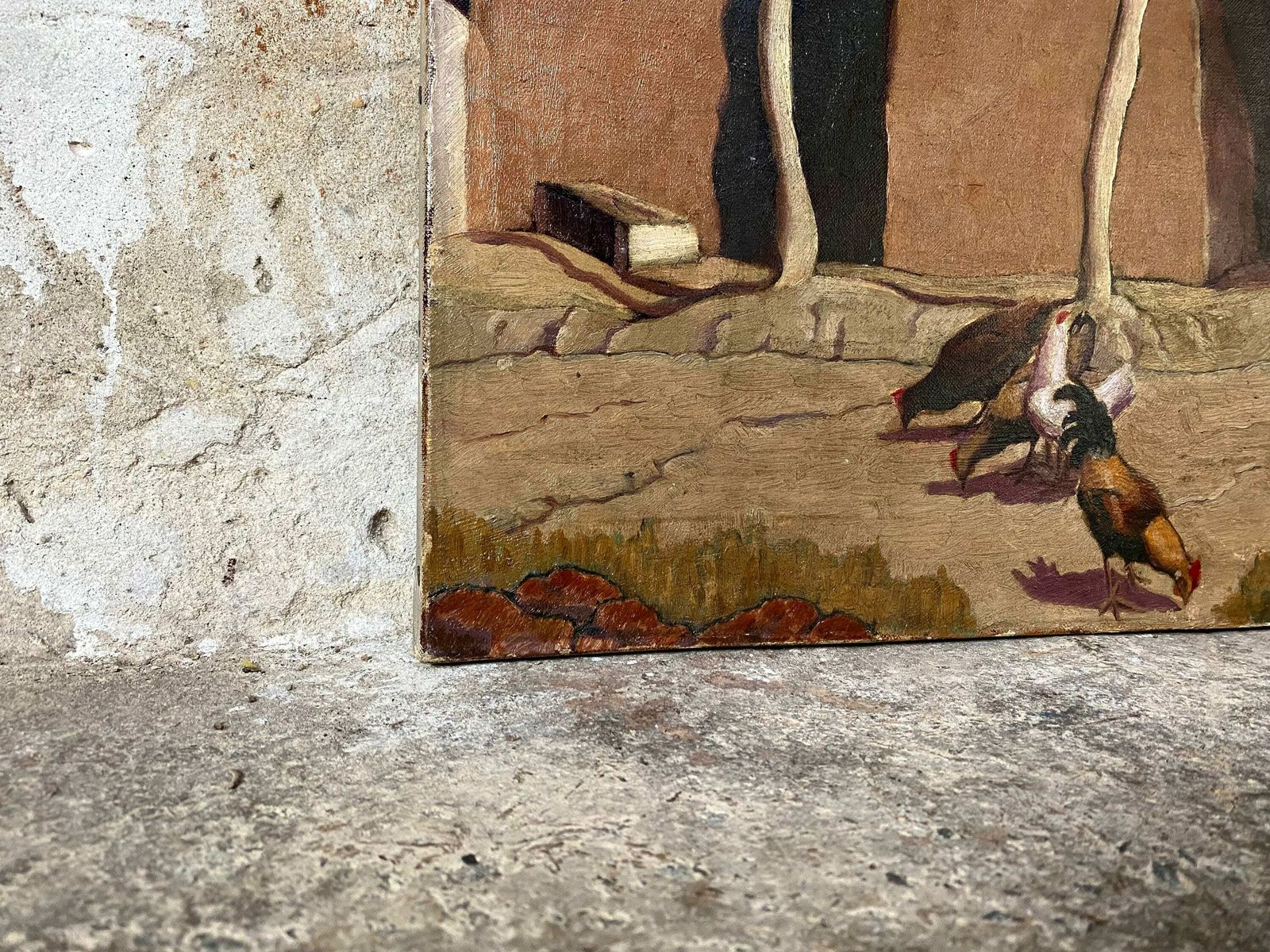 Antique Alexander C. Dalzell Original Oil On Canvas Chickens photo Art