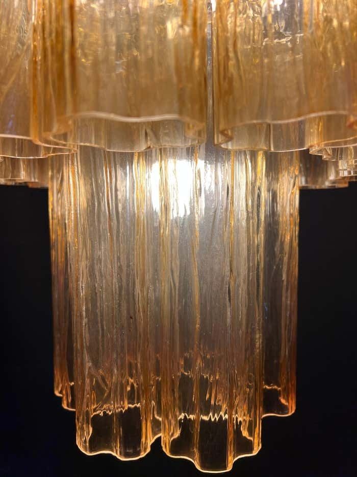 photo for sale Charming Pair Of Italian Amber Chandeliers By Valentina Planta, Murano
