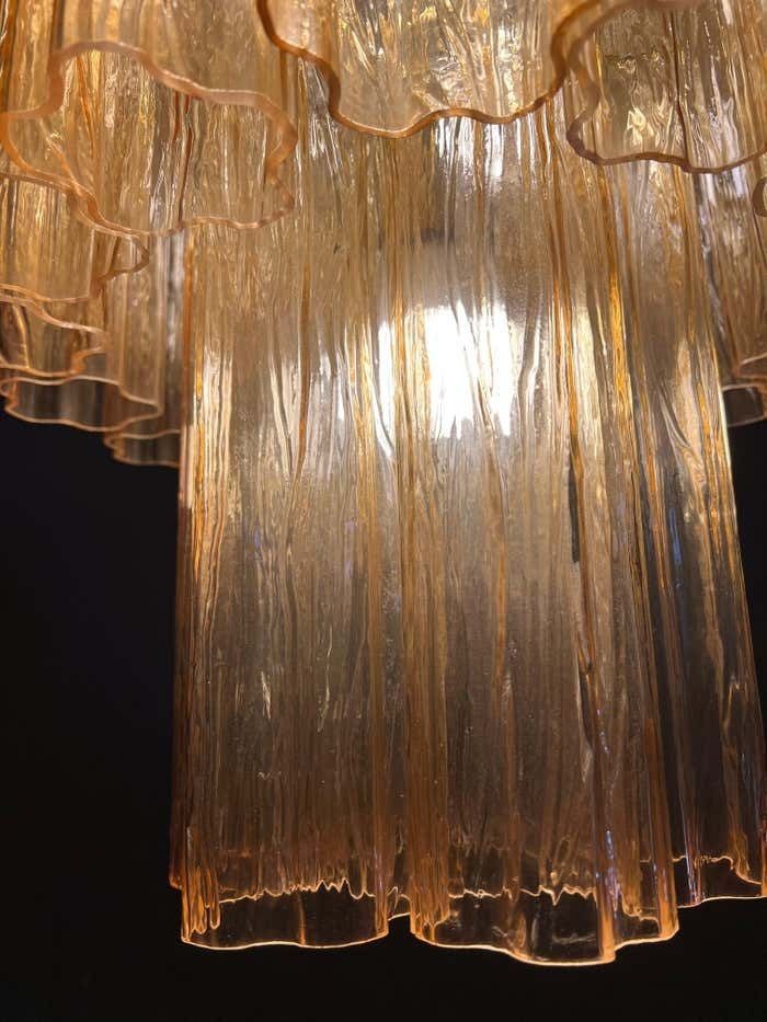 photo vintage Charming Pair Of Italian Amber Chandeliers By Valentina Planta, Murano