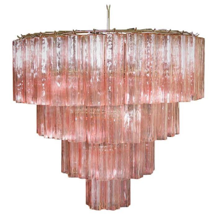 Pair Majestic Pink Murano Chandelier By Valentina Planta photo buy