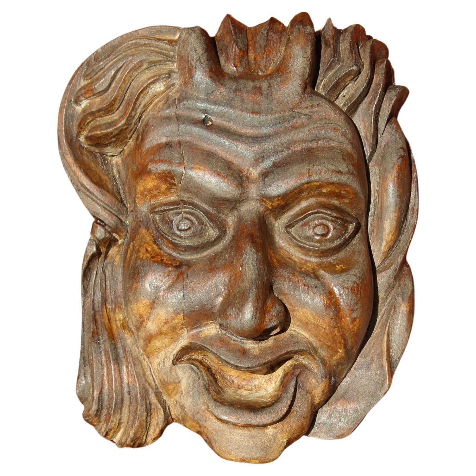 Late 19th/Early 20th Century Carved Hannya Noh Devil Mask Curio