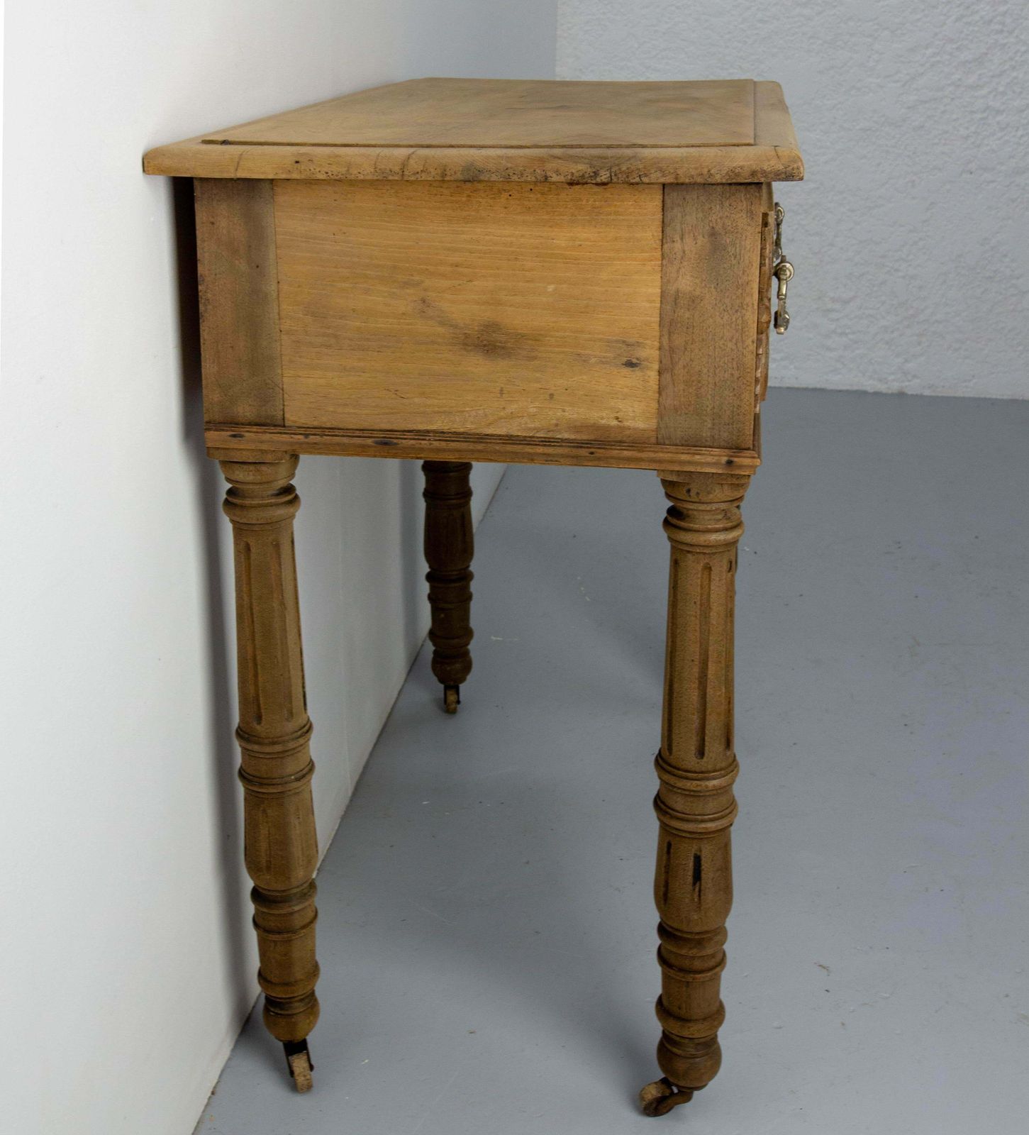 French 19th Century Writing Table On Wheels Carved Walnut Desk English Style photo Furniture