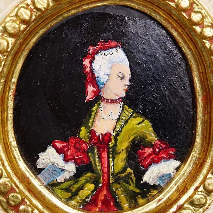 Set Of Three Vintage Paintings With People In Rococo Costumes photo buy