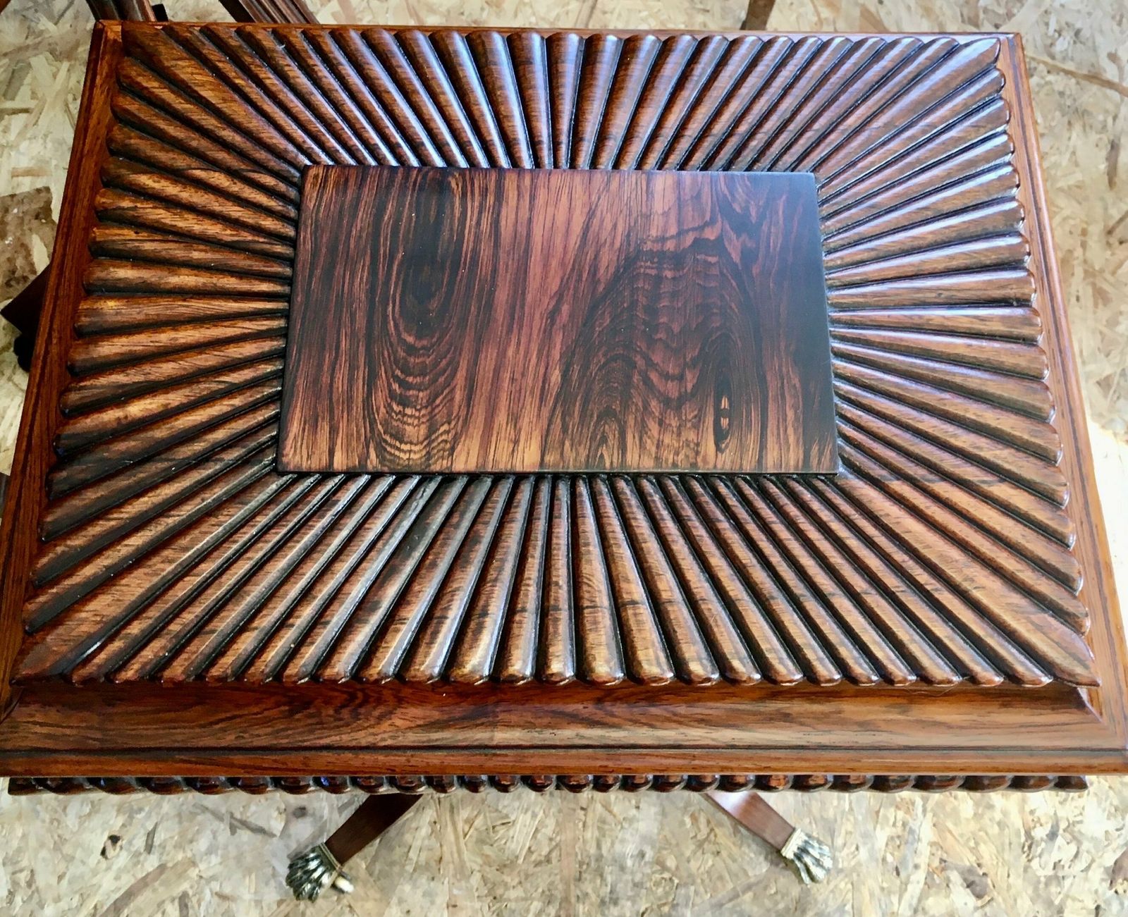 Georgian Decoratively Carved Rosewood Teapoy photo Furniture