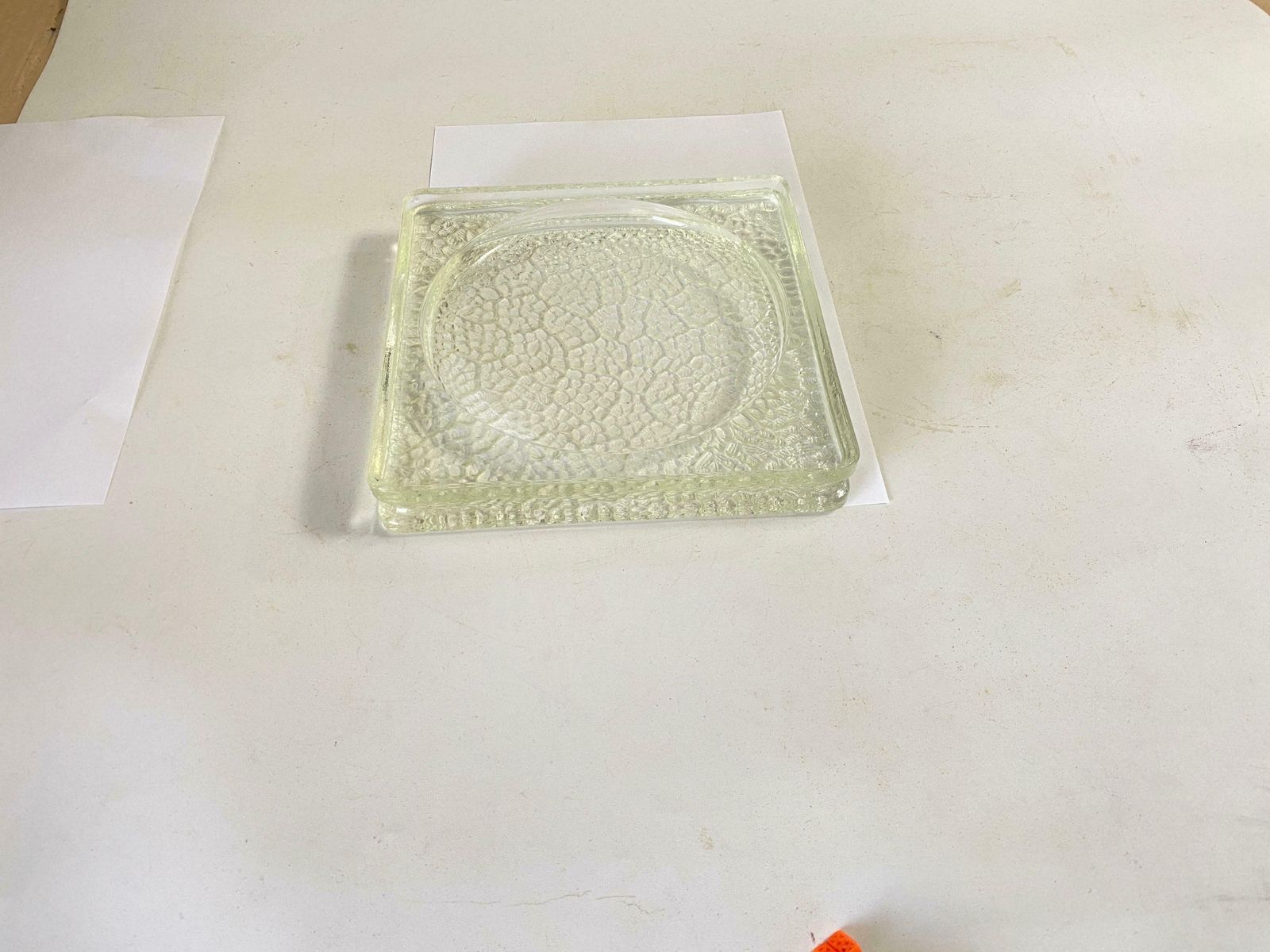 Large Vide Poche Or Ashtray In Glass, Geometrical Patterns France, Circa 1970 photo vintage