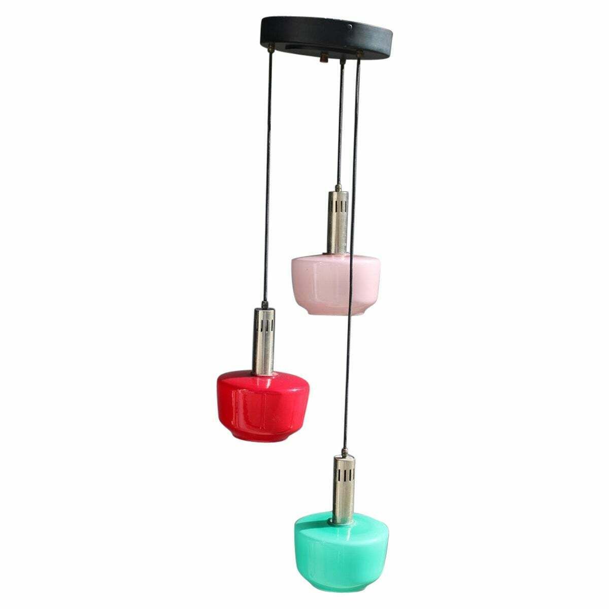Cascade Chandelier Ceiling Lamp Vistosi Red Green Pink 1950s Mid Century Italy