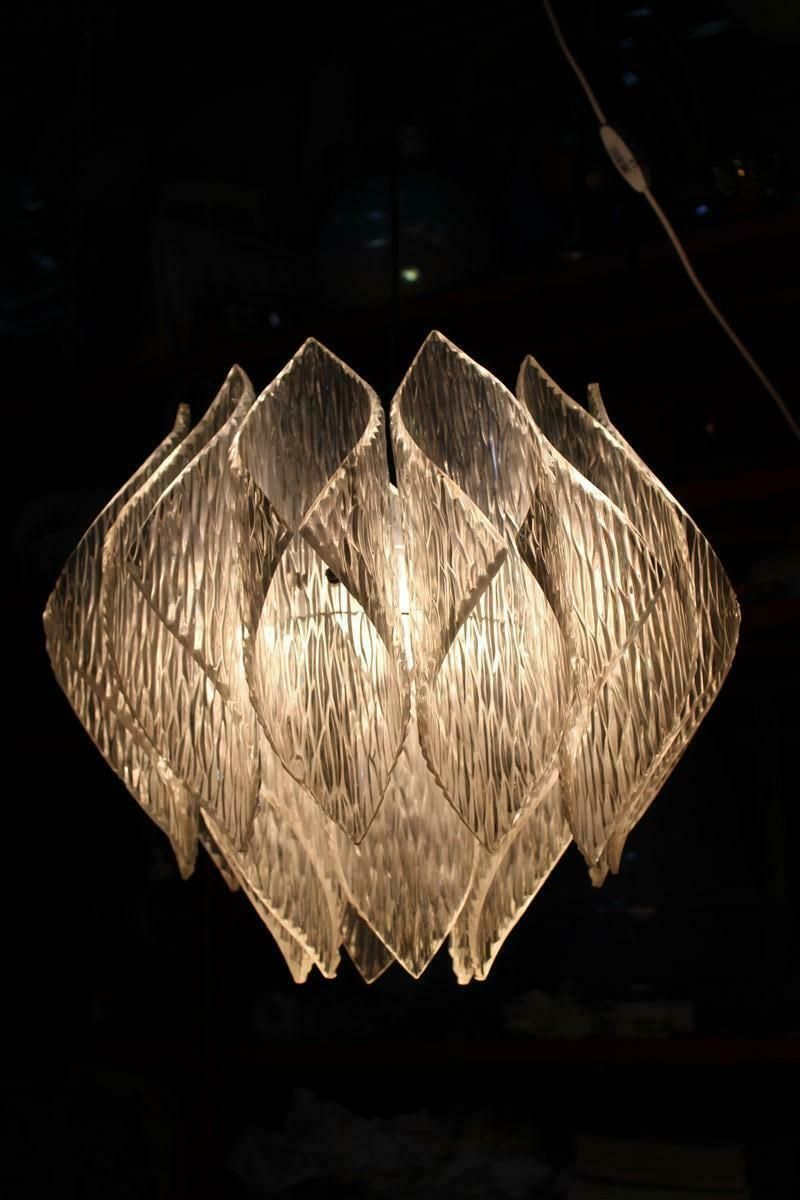 photo for sale Lucite Chandelier With Illuminated Rods, Italy 1970s Flower