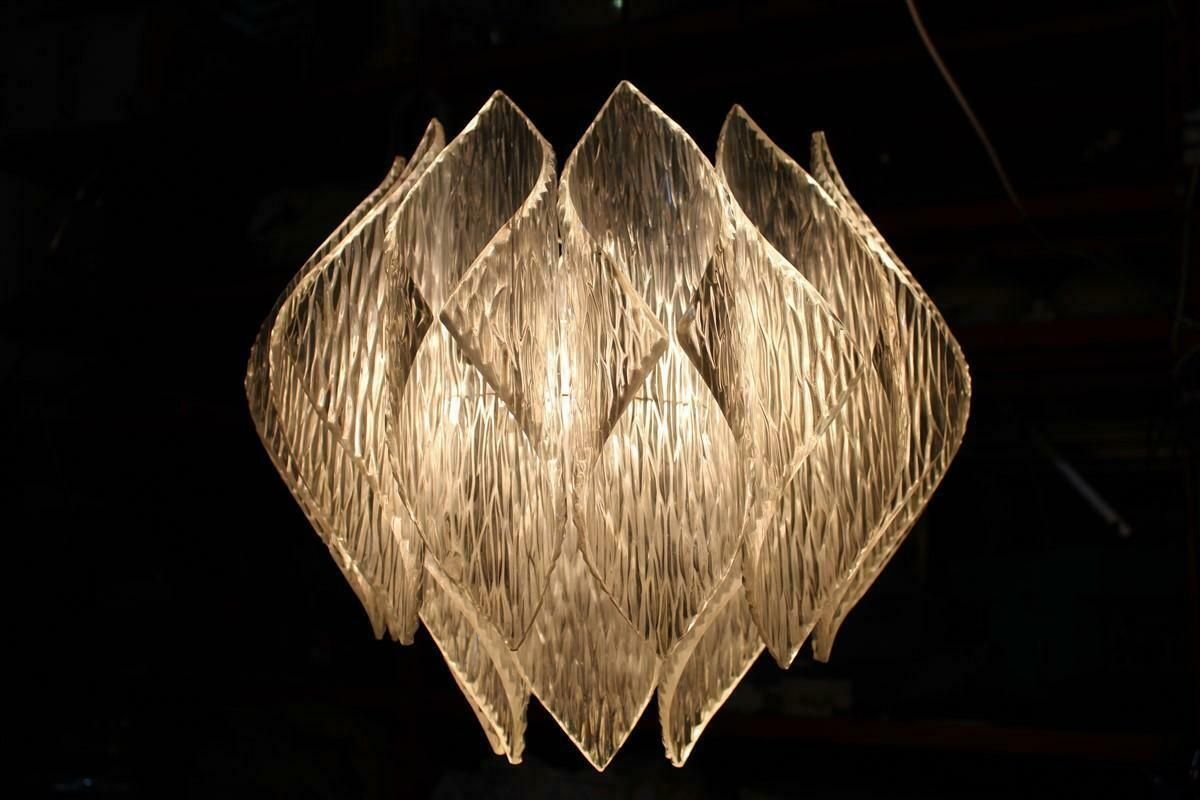 1572.0 Lucite Chandelier With Illuminated Rods, Italy 1970s Flower photo