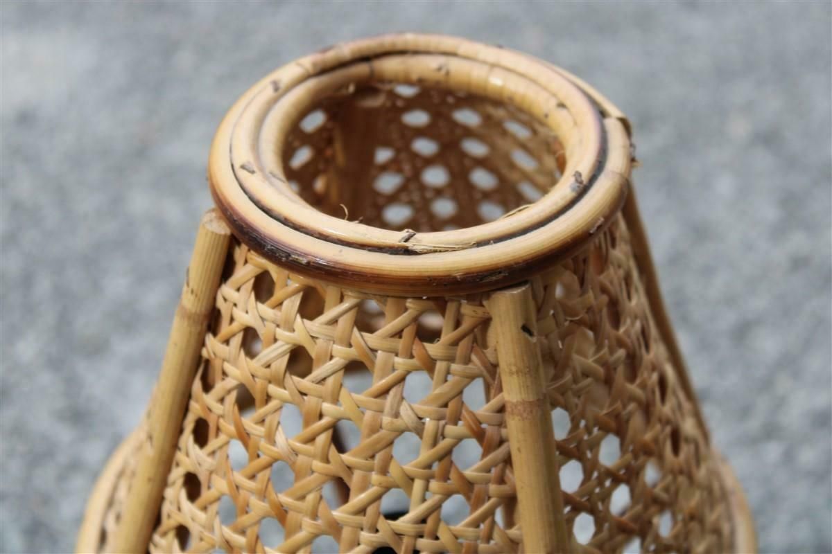 Pair Of Bamboo And Straw Table Lamps Italy 1960s photo for sale
