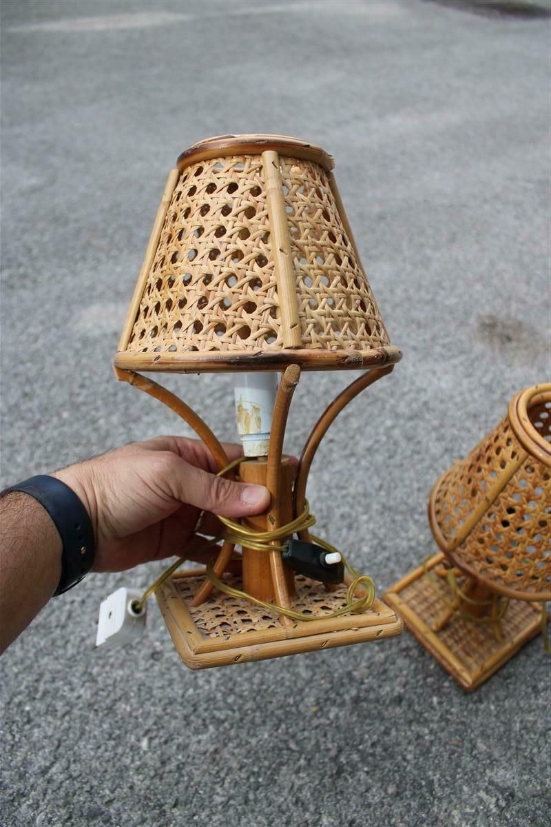 Pair Of Bamboo And Straw Table Lamps Italy 1960s photo 944.0