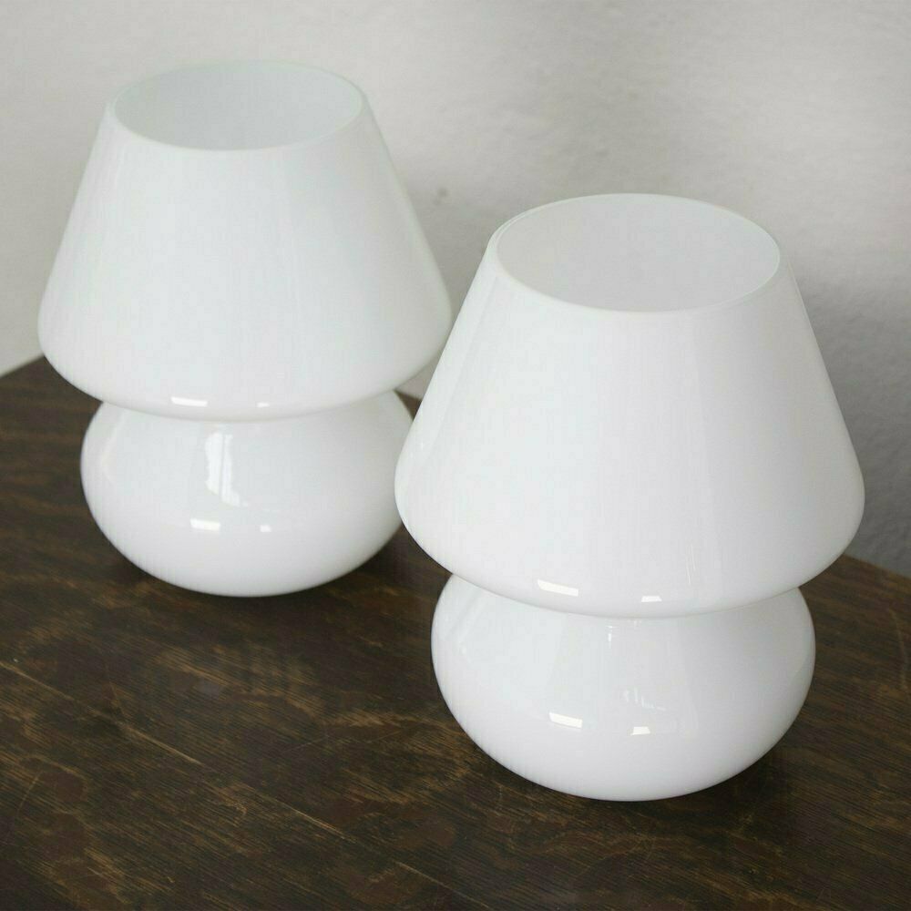 Italian Murano Glass Mushroom Lamps, 1970s, Set Of 2 photo for sale